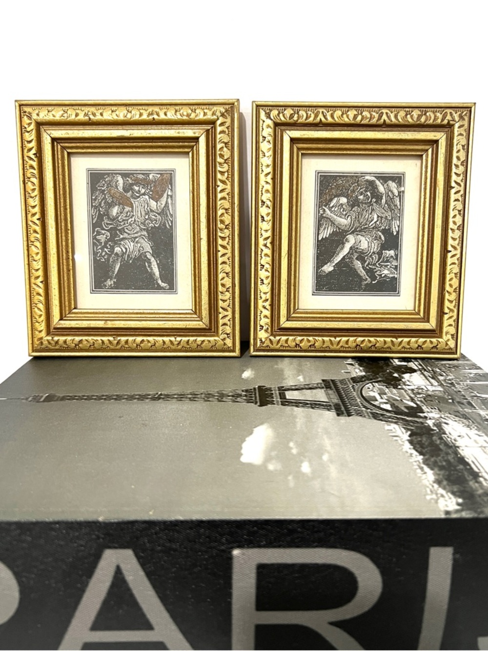 VINTAGE | Pair of Ornate Gold Framed Angel Prints